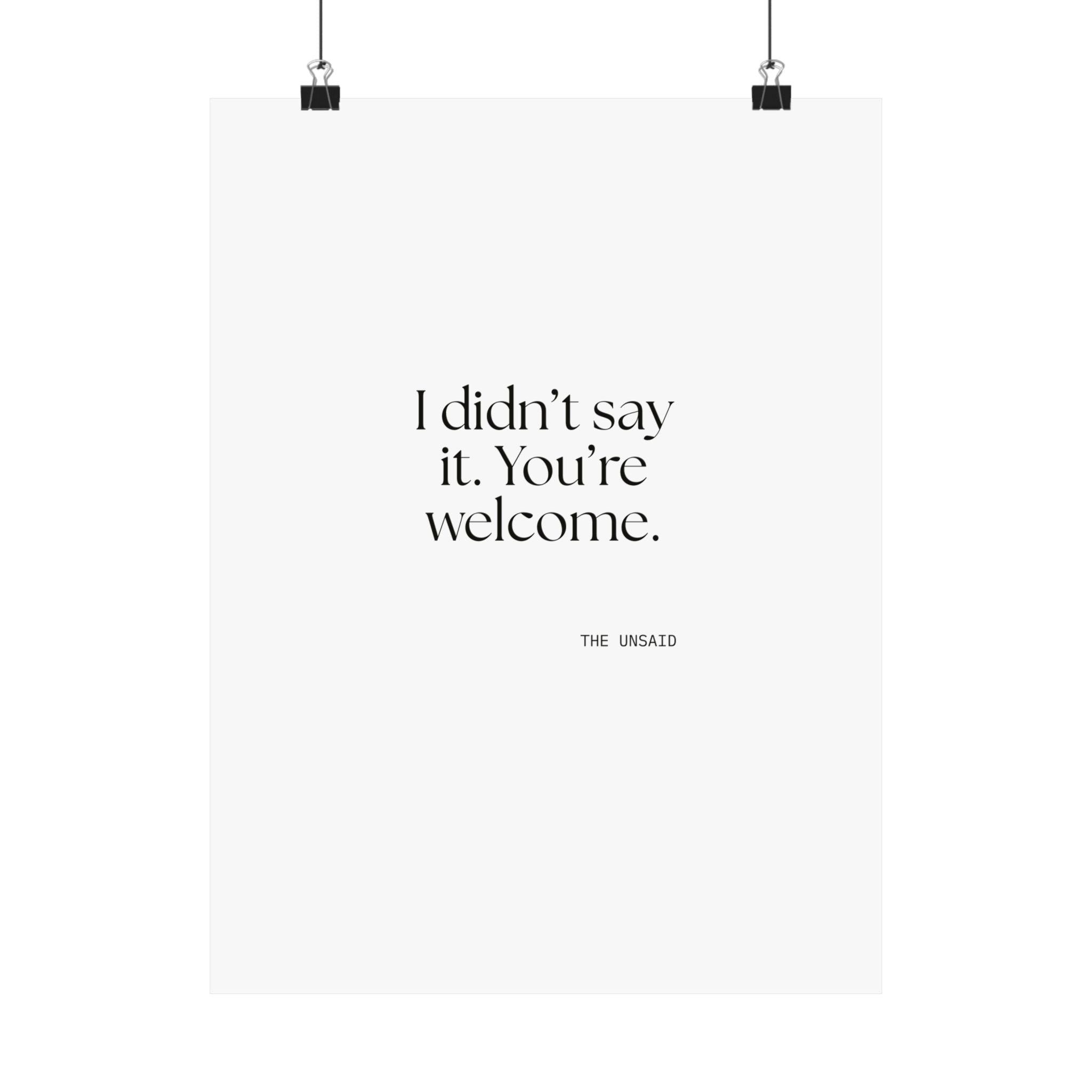 I didn’t say it. You’re welcome - Poster - Dry Humor