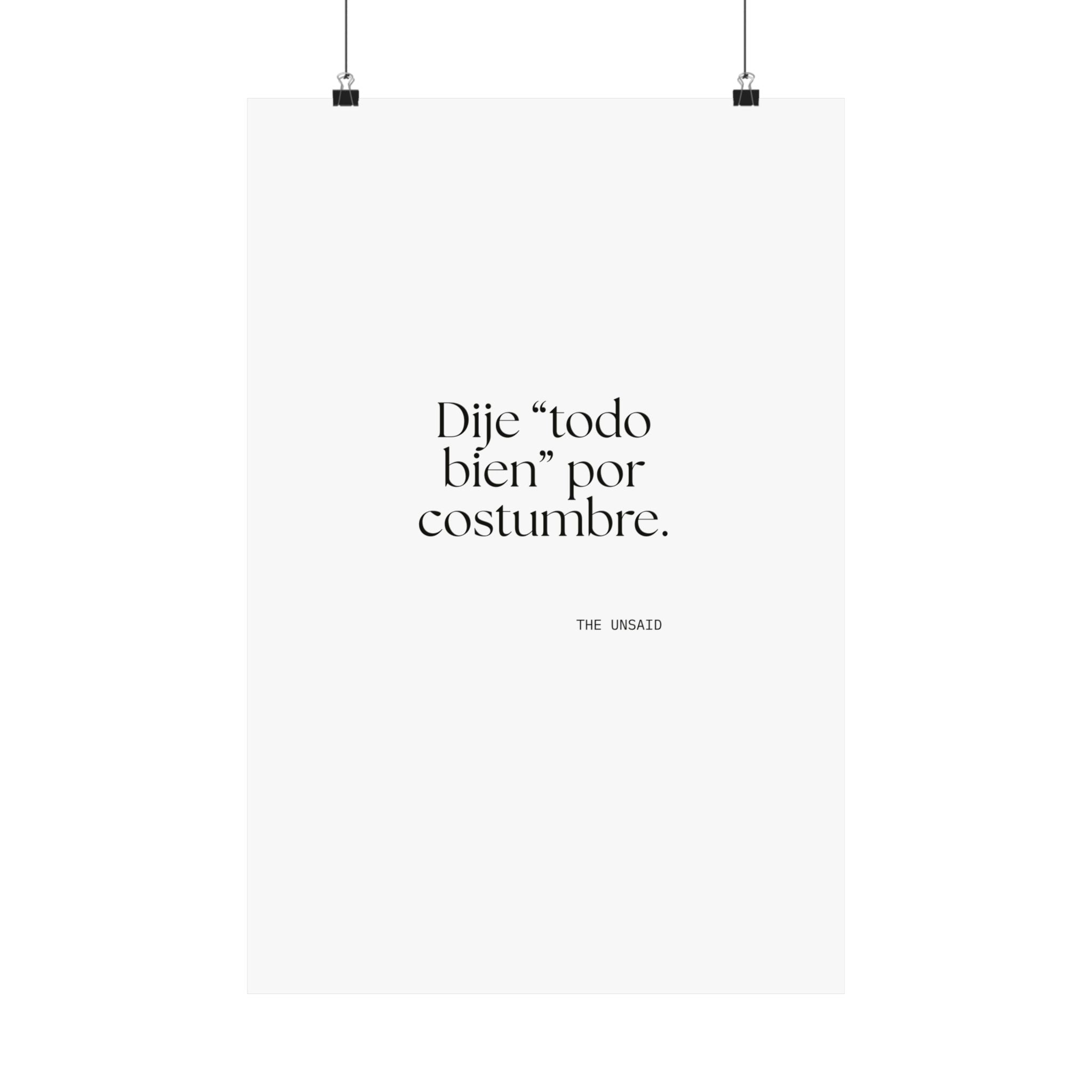 Dije “todo bien” por costumbre - Poster - En Español