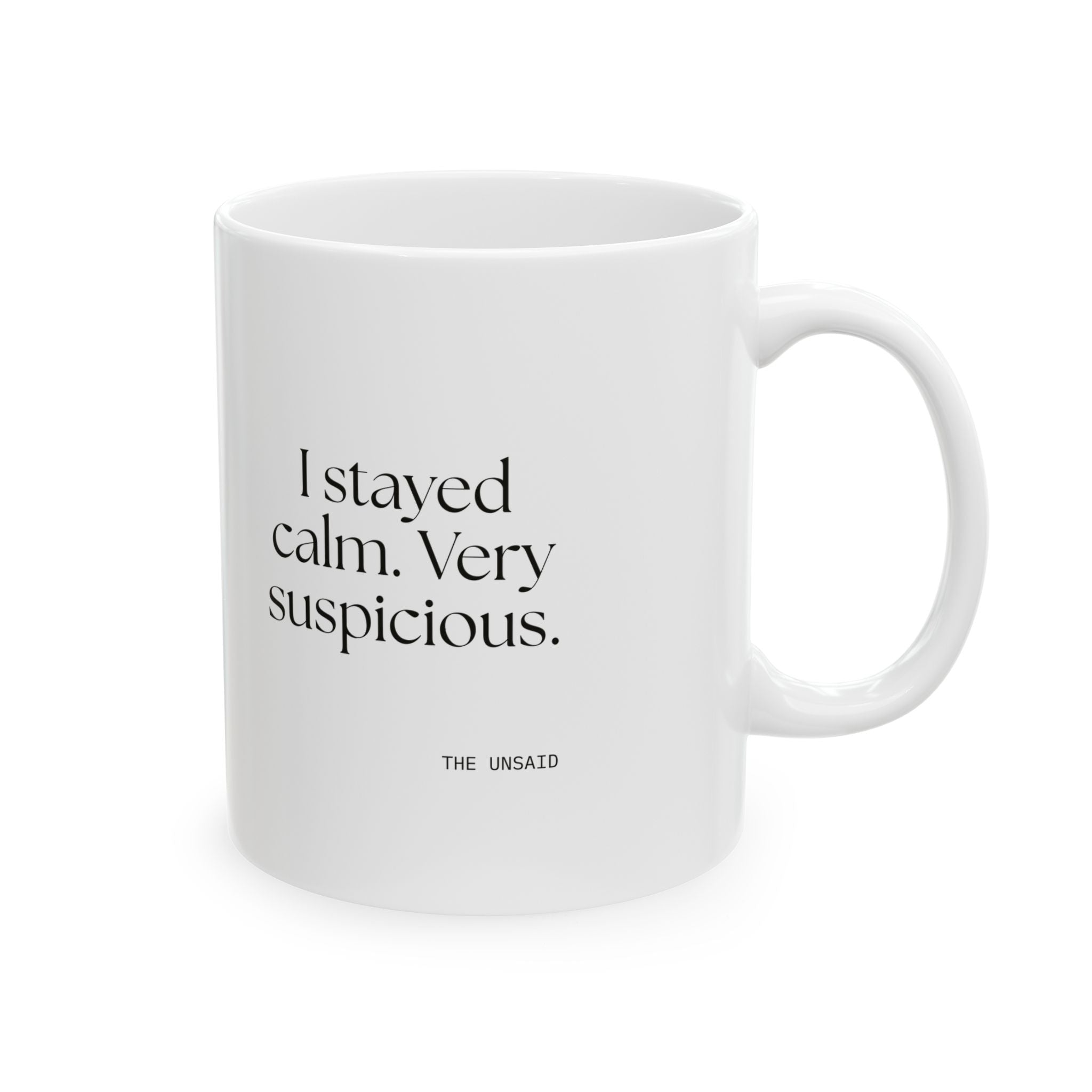 I stayed calm. Very suspicious - Coffee Mug - Dry Humor