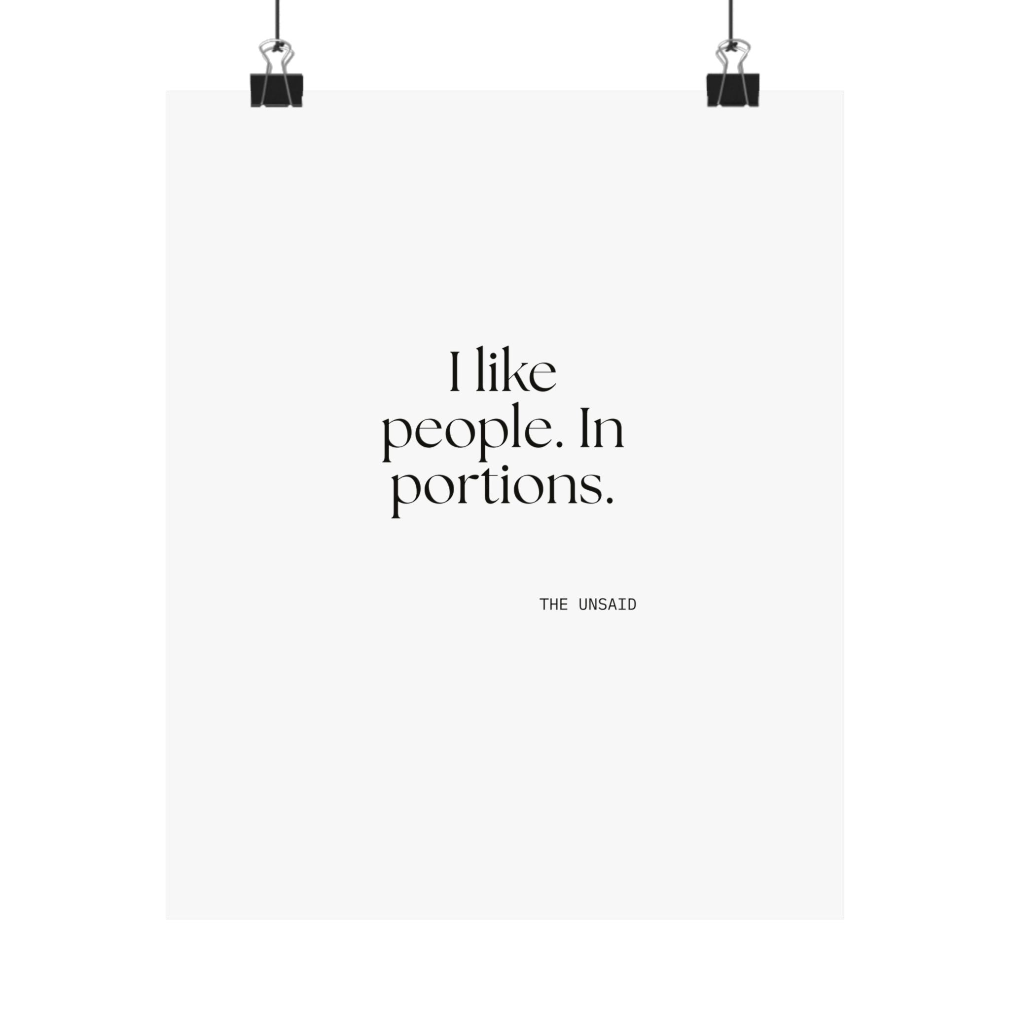 I like people. In portions - Poster - For Introverts