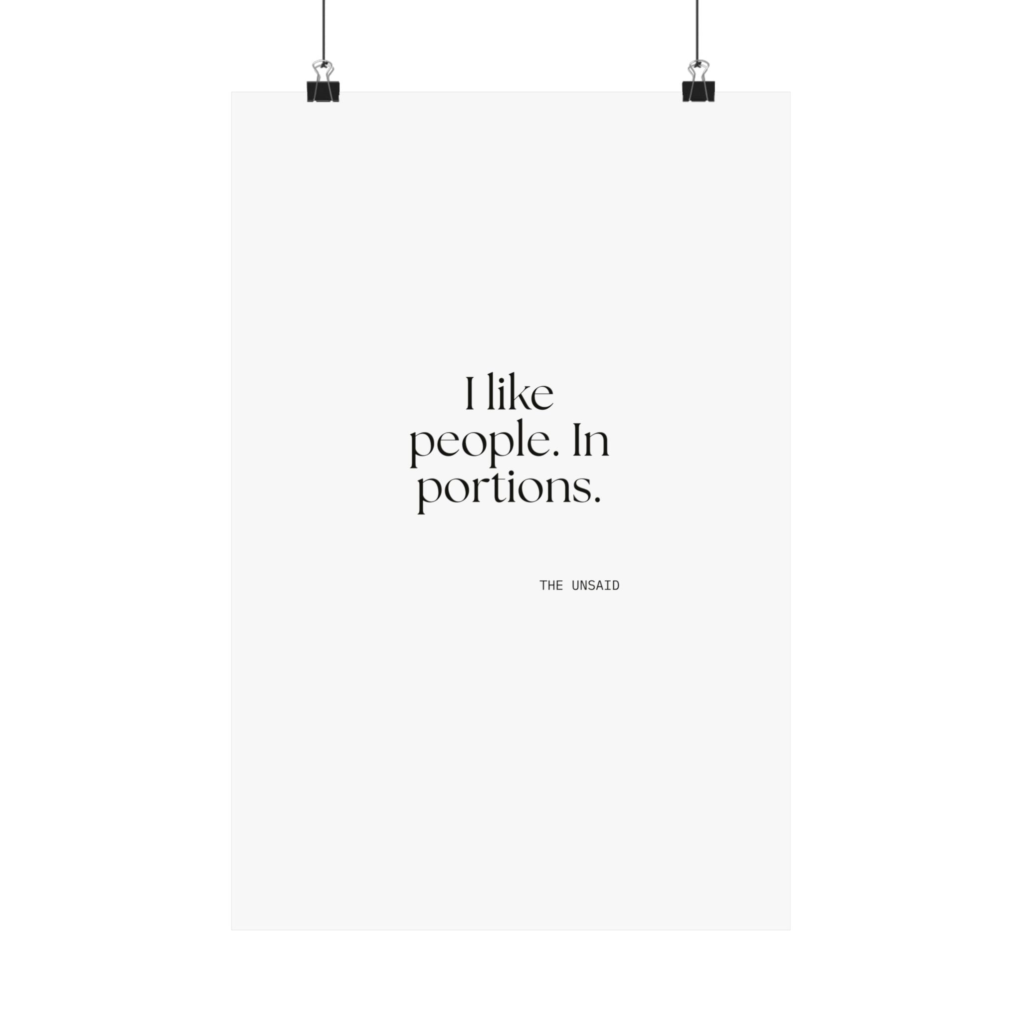 I like people. In portions - Poster - For Introverts