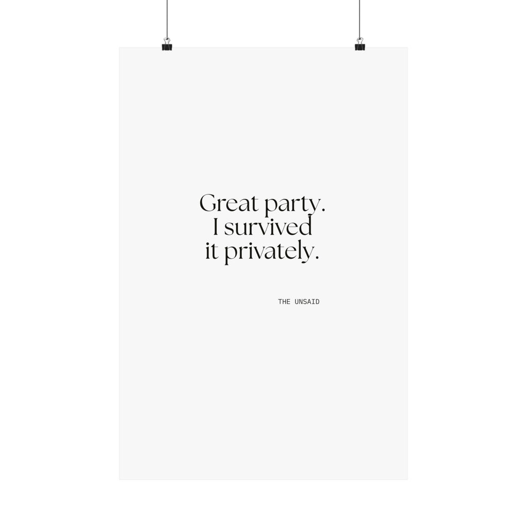 Great party. I survived it privately - Poster - For Introverts