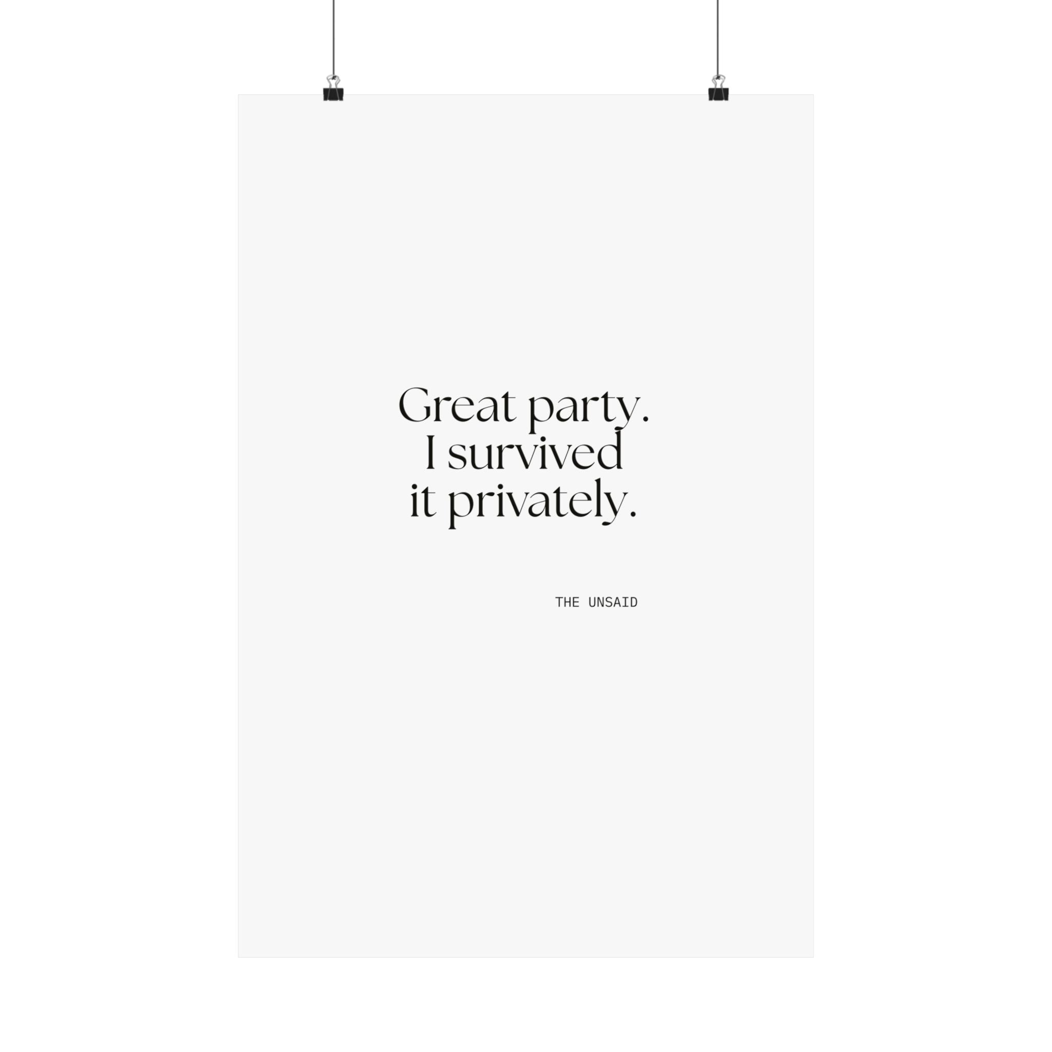 Great party. I survived it privately - Poster - For Introverts