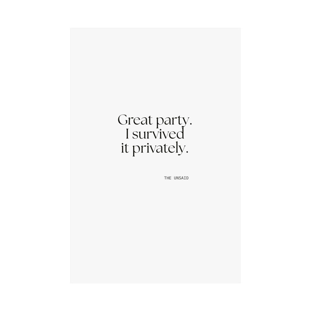 Great party. I survived it privately - Poster - For Introverts