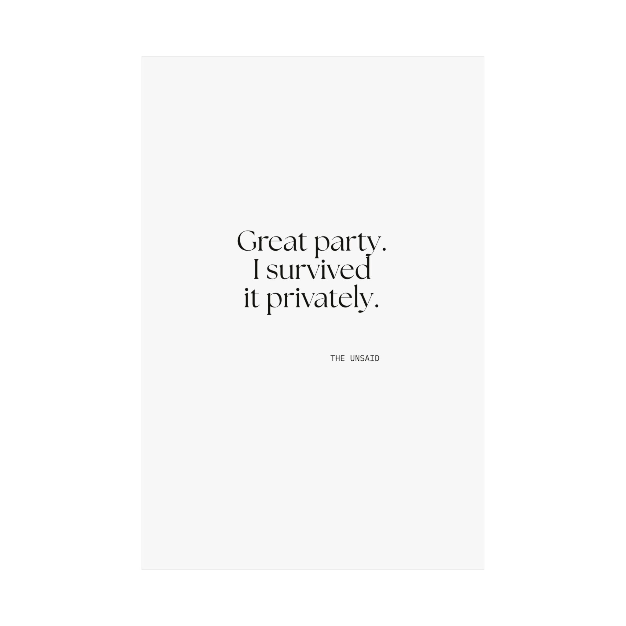Great party. I survived it privately - Poster - For Introverts