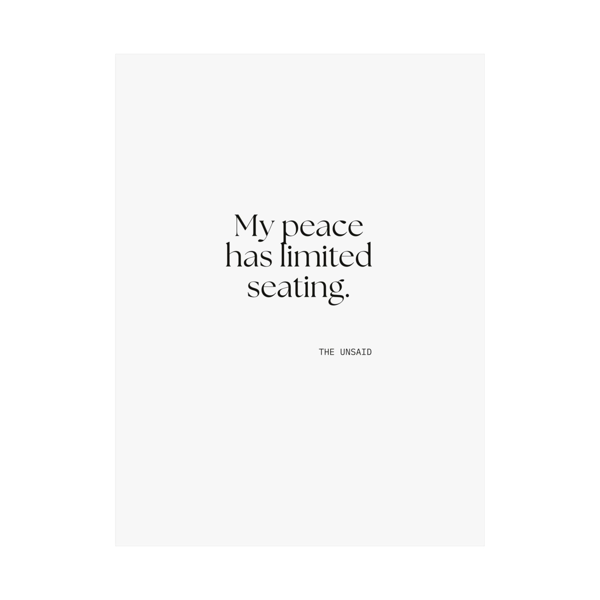 My peace has limited seating - Poster - For Introverts
