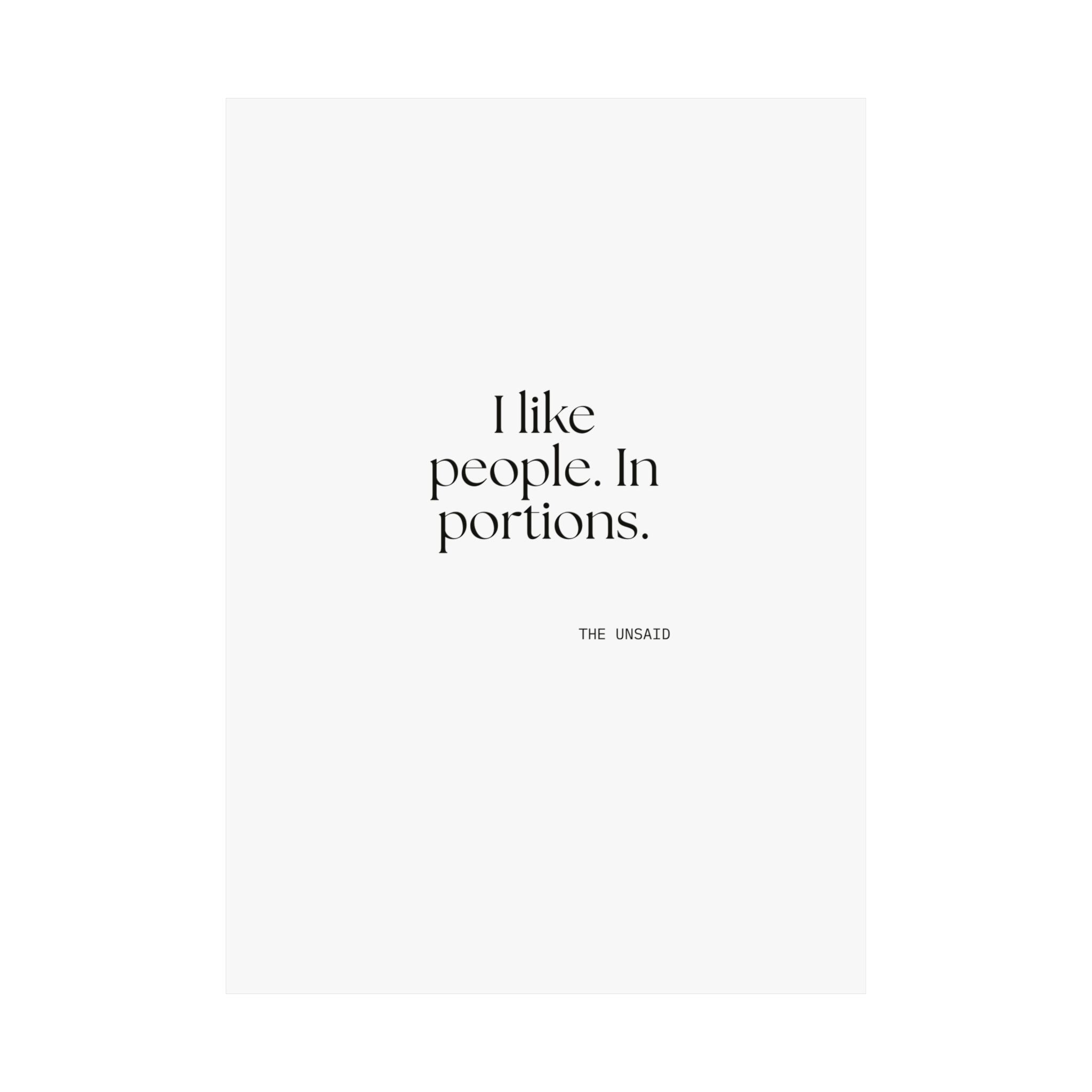I like people. In portions - Poster - For Introverts