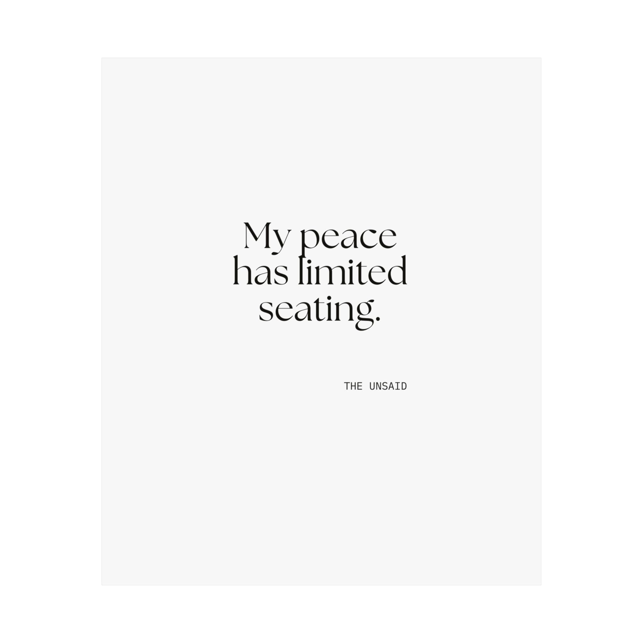 My peace has limited seating - Poster - For Introverts