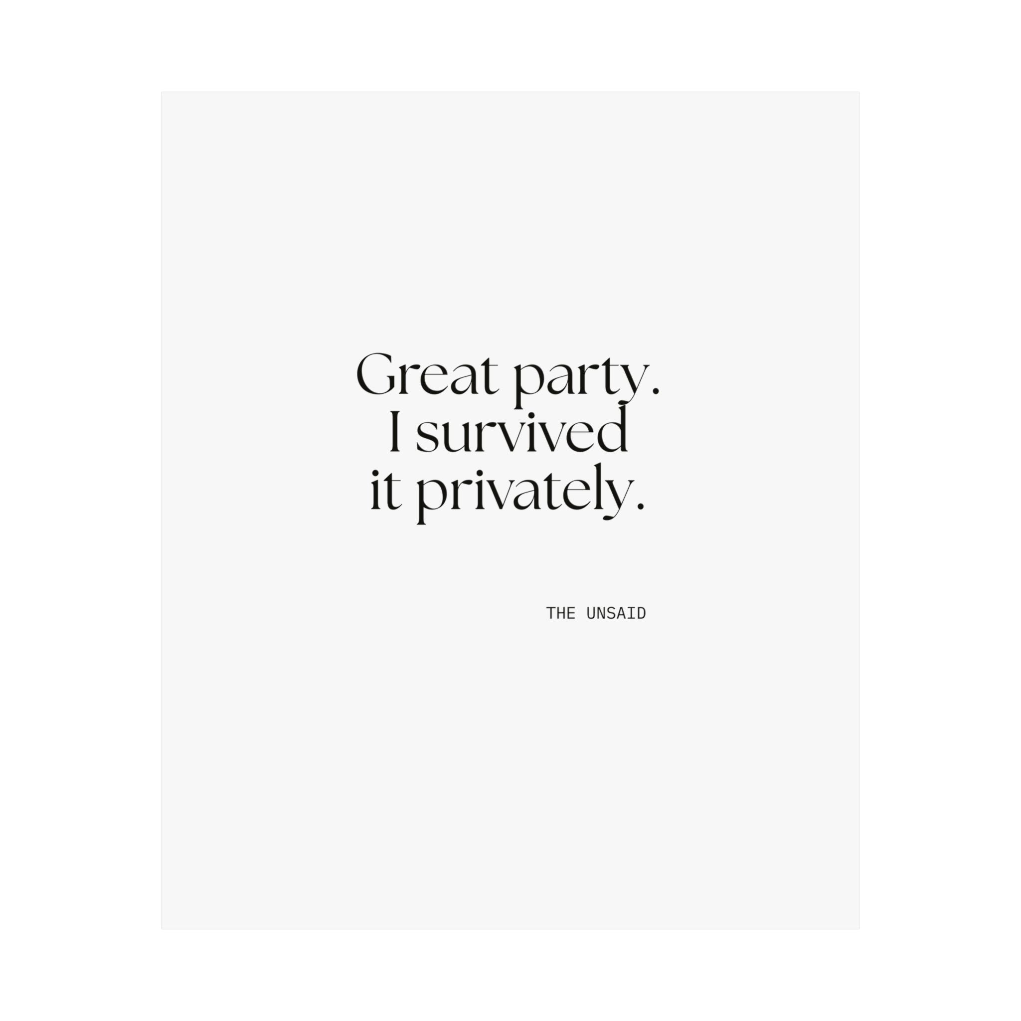 Great party. I survived it privately - Poster - For Introverts