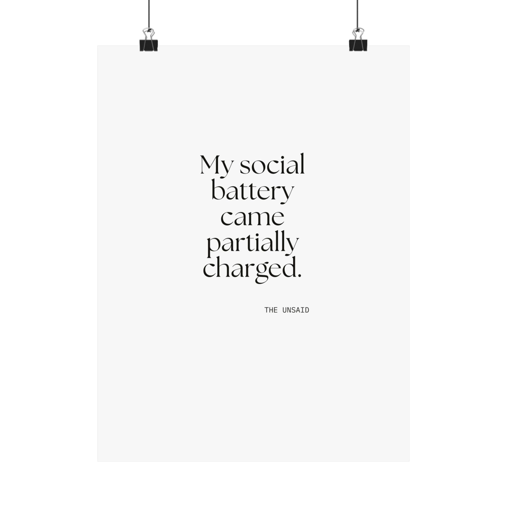 My social battery came partially charged - Poster - For Introverts