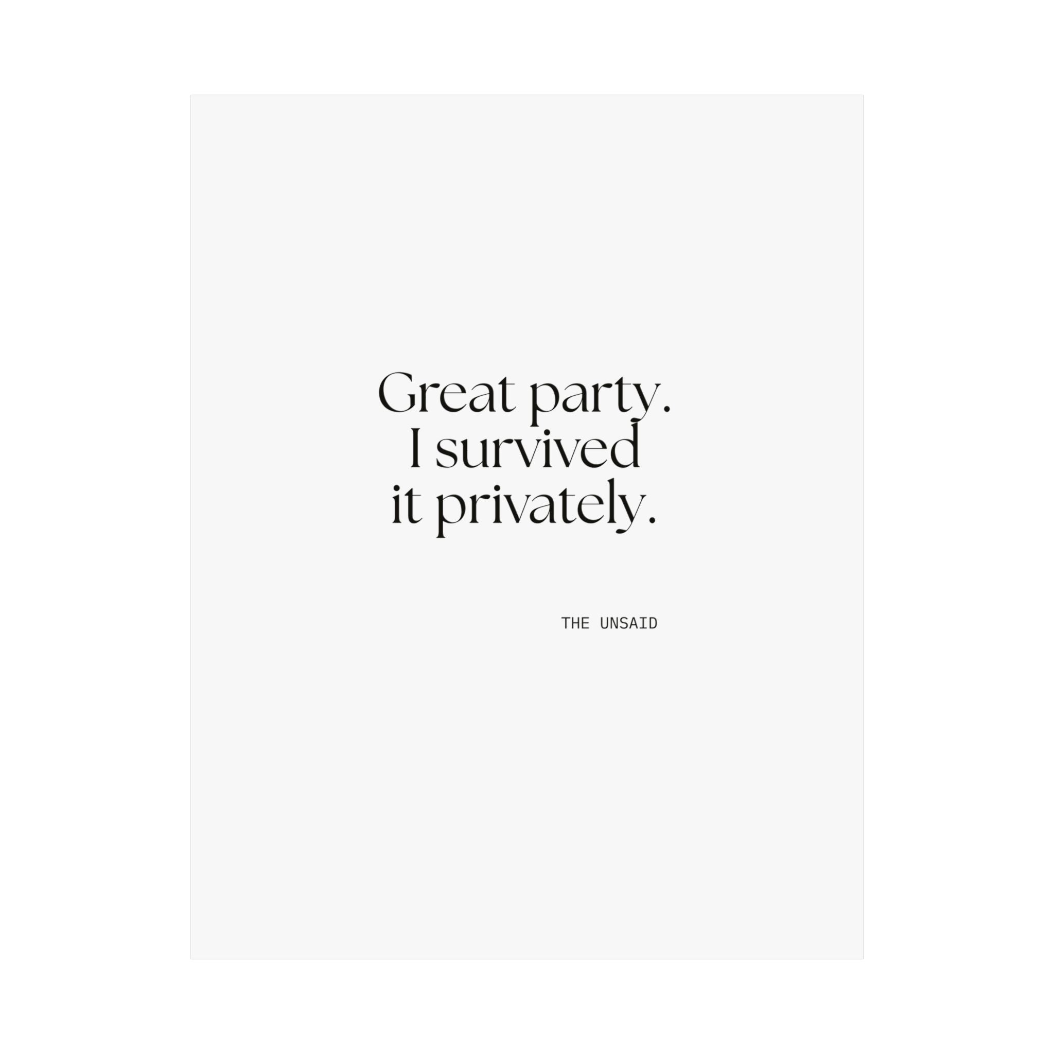 Great party. I survived it privately - Poster - For Introverts
