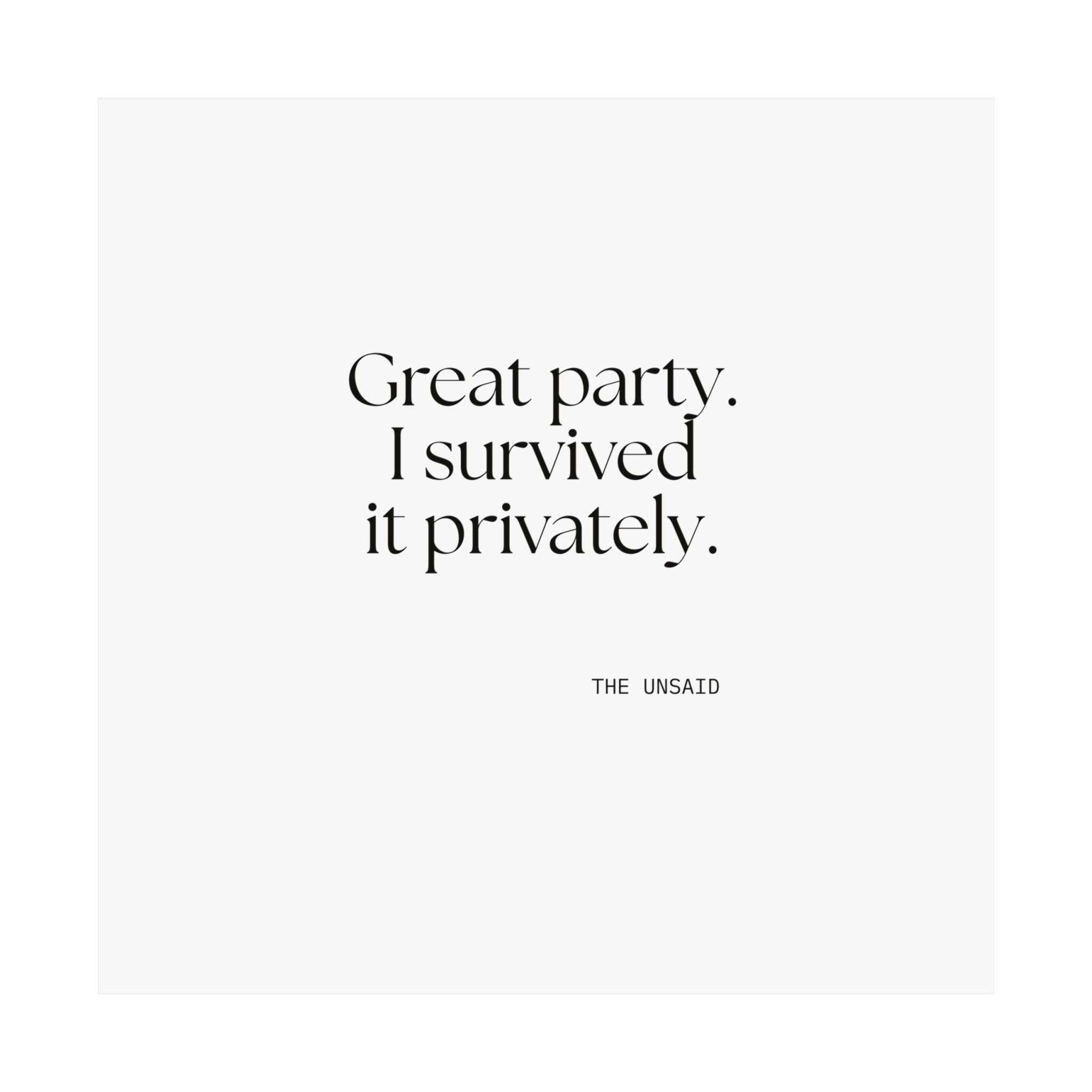 Great party. I survived it privately - Poster - For Introverts