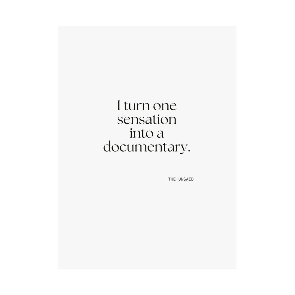 I turned one sensation into a documentary - Poster - For Overthinkers