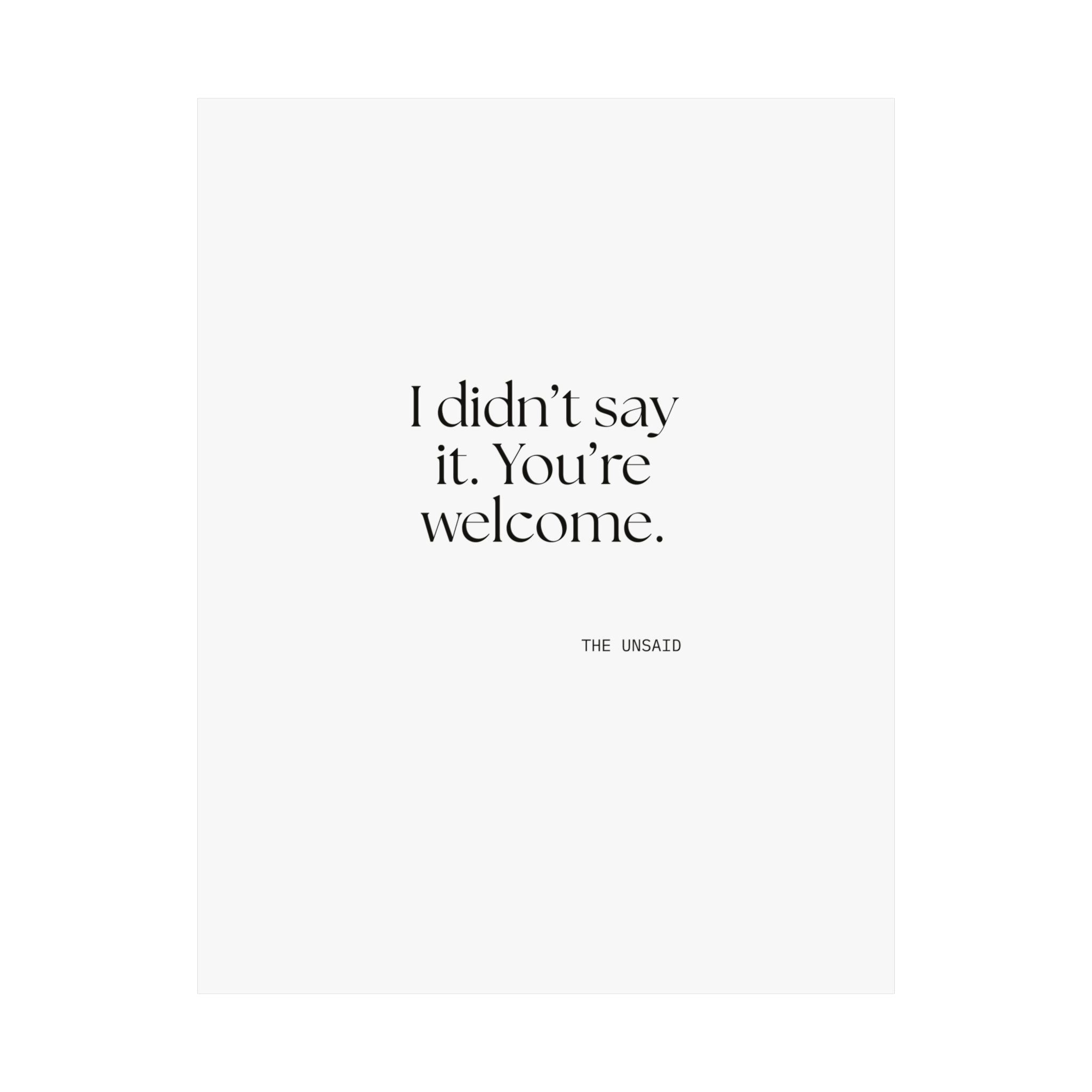 I didn’t say it. You’re welcome - Poster - Dry Humor