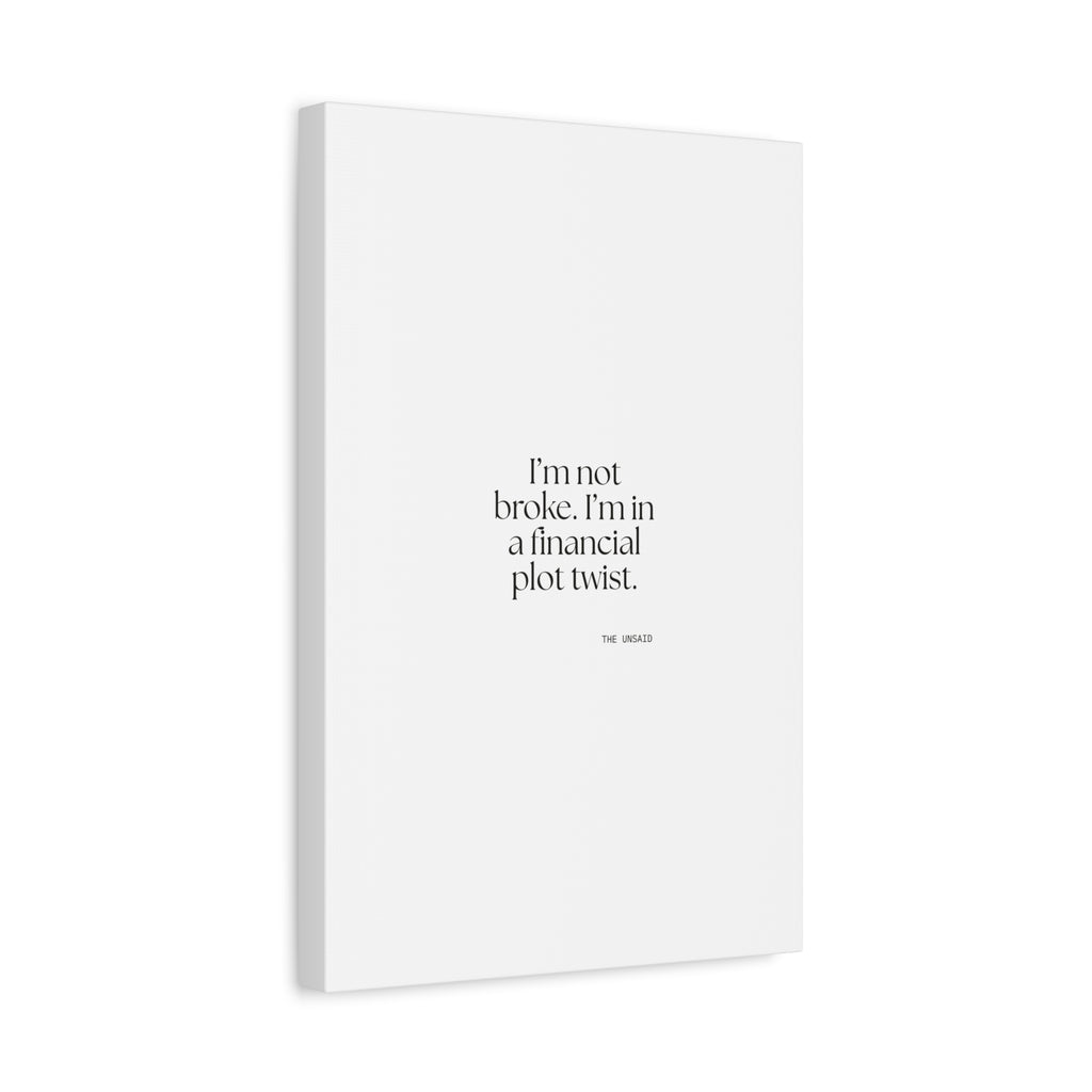 I’m not broke. I’m in a financial plot twist - Canvas Print - Dry Humor