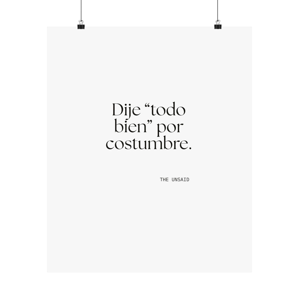Dije “todo bien” por costumbre - Poster - En Español