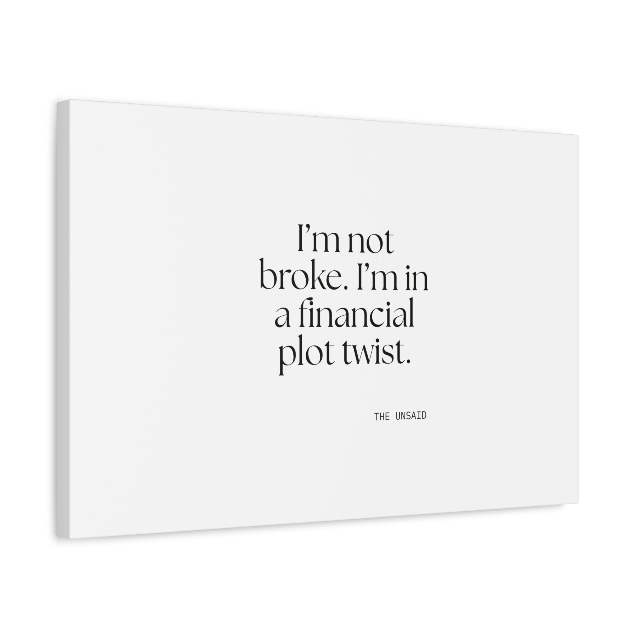 I’m not broke. I’m in a financial plot twist - Canvas Print - Dry Humor