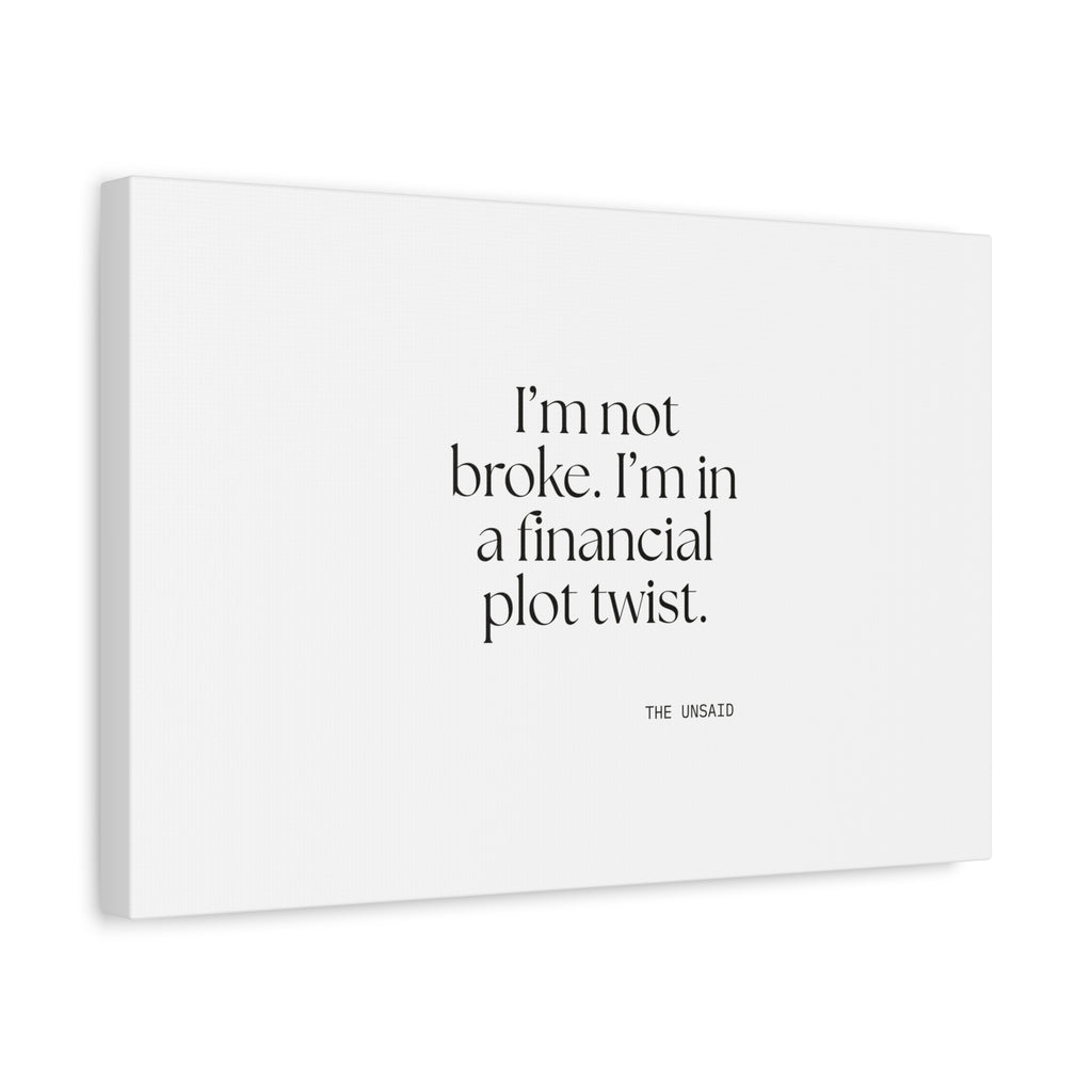 I’m not broke. I’m in a financial plot twist - Canvas Print - Dry Humor