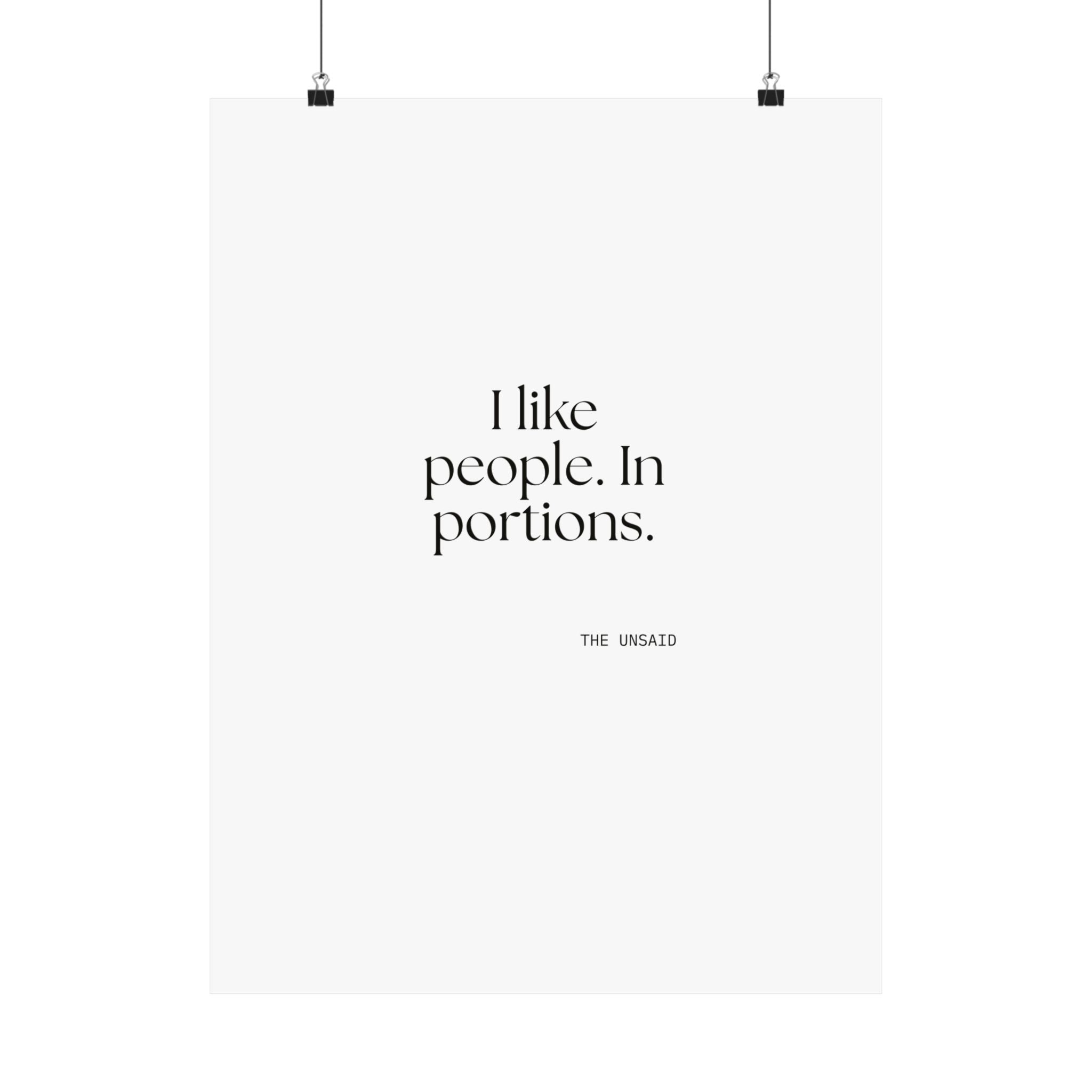 I like people. In portions - Poster - For Introverts