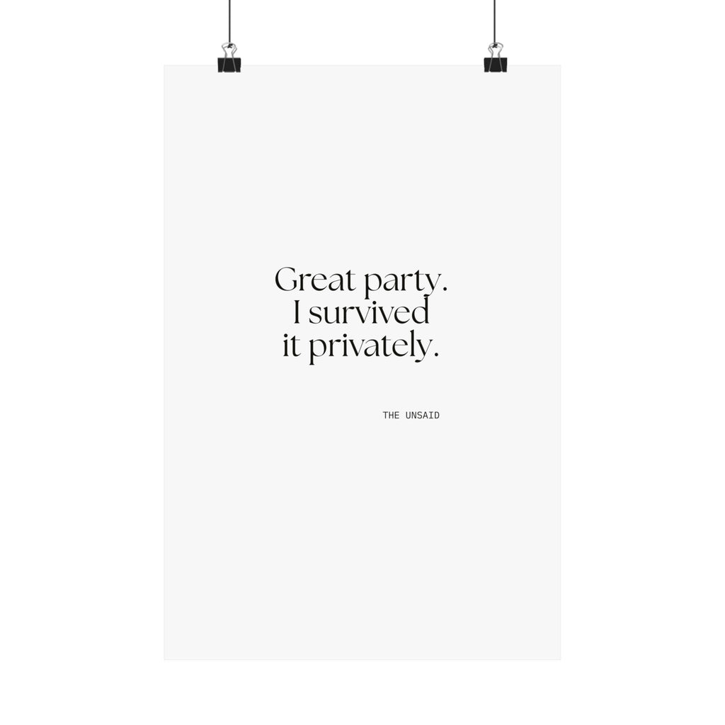 Great party. I survived it privately - Poster - For Introverts