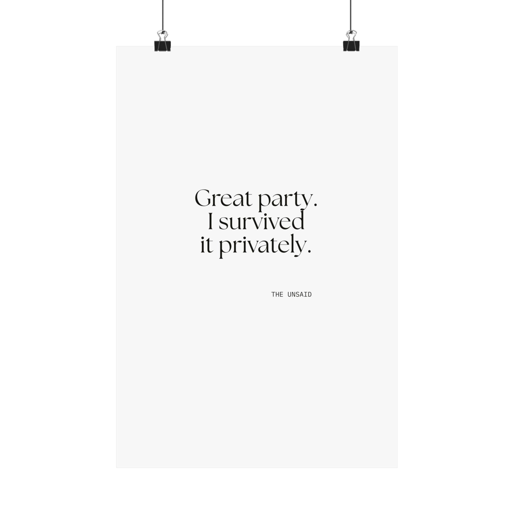Great party. I survived it privately - Poster - For Introverts