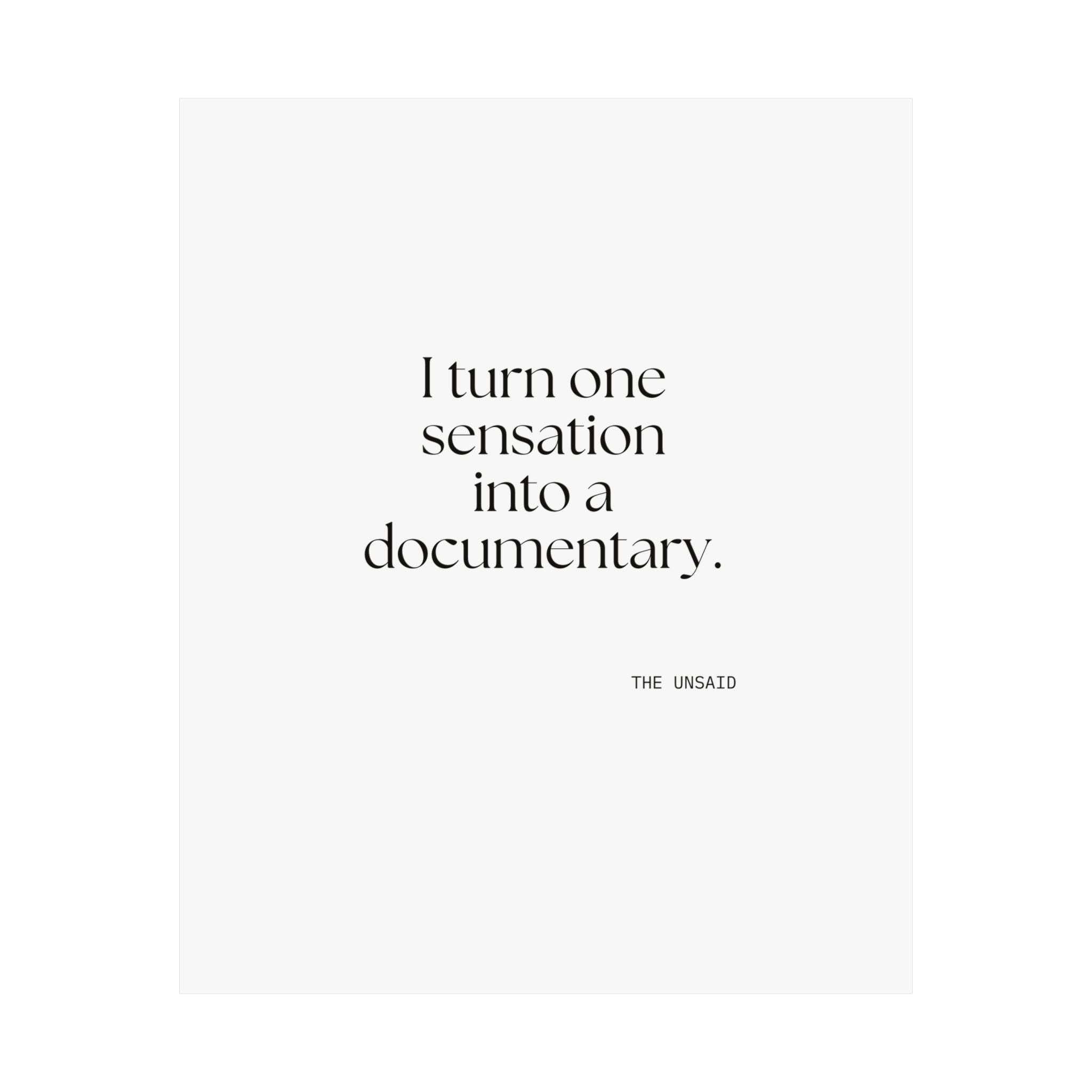 I turned one sensation into a documentary - Poster - For Overthinkers