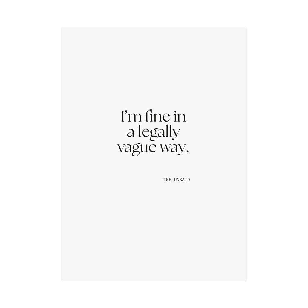 I’m fine in a legally vague way - Poster - For Introverts