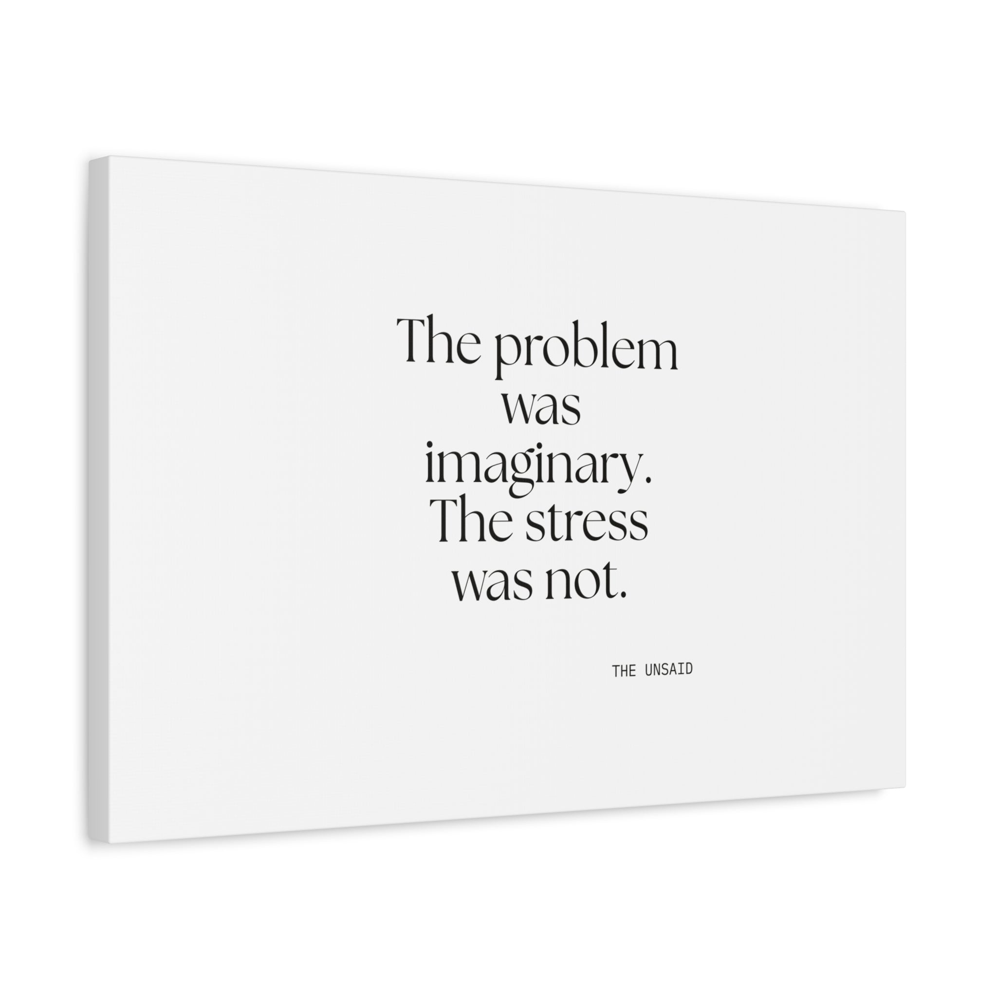 The problem was imaginary. The stress was not - Canvas Print - For Overthinkers