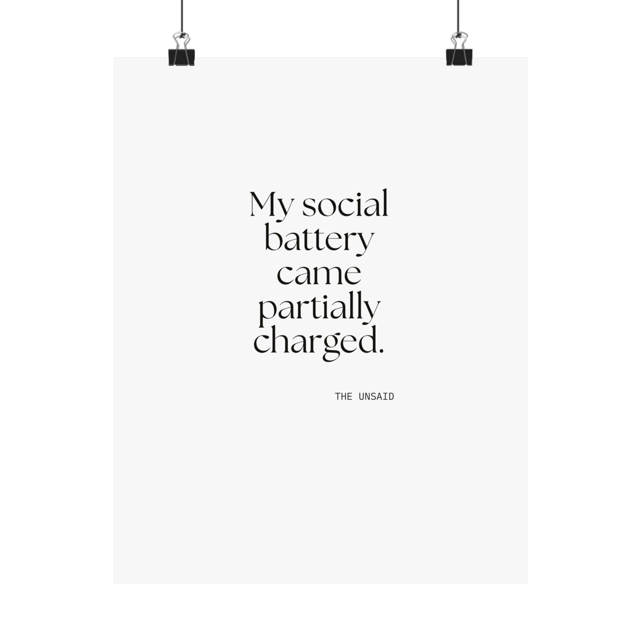 My social battery came partially charged - Poster - For Introverts