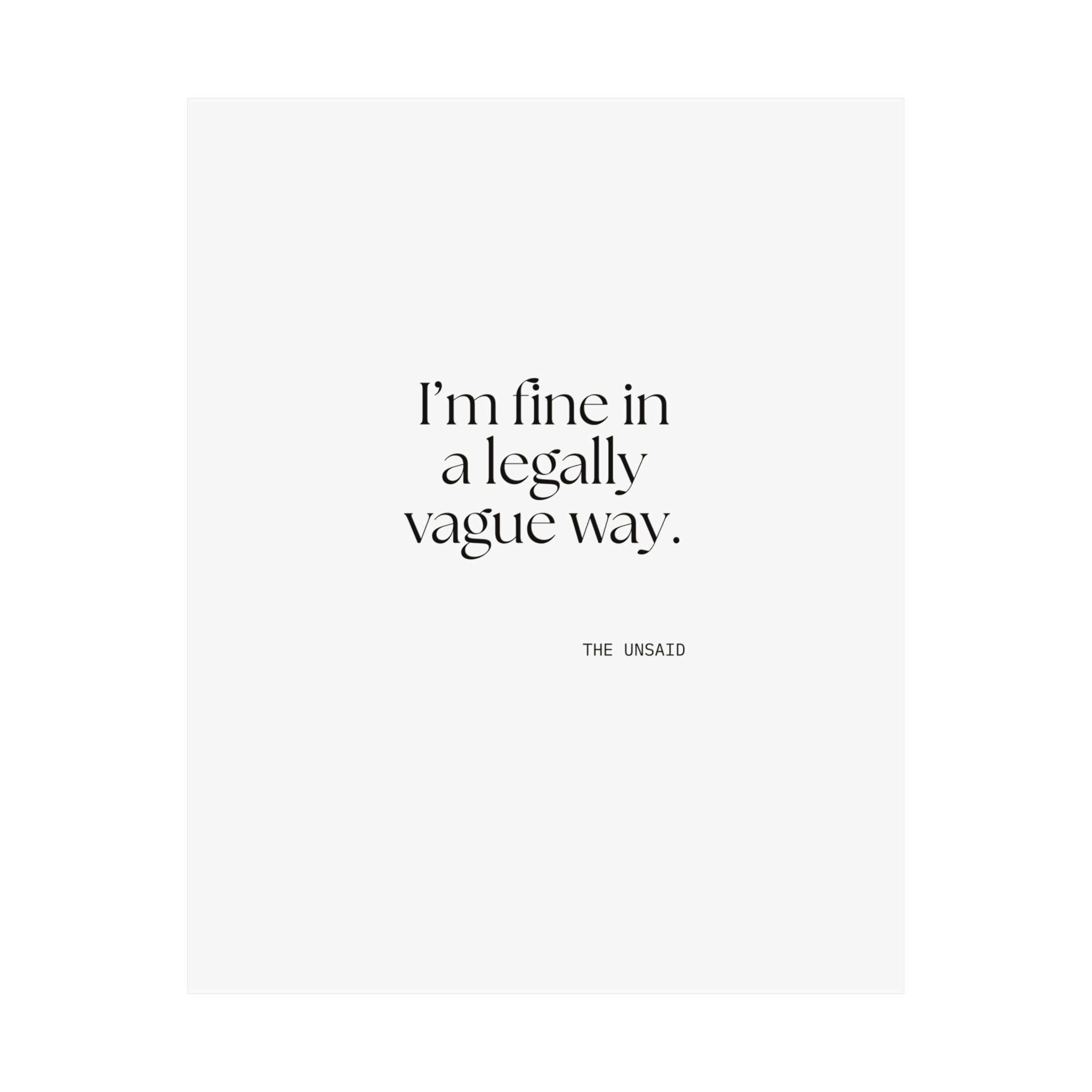 I’m fine in a legally vague way - Poster - For Introverts