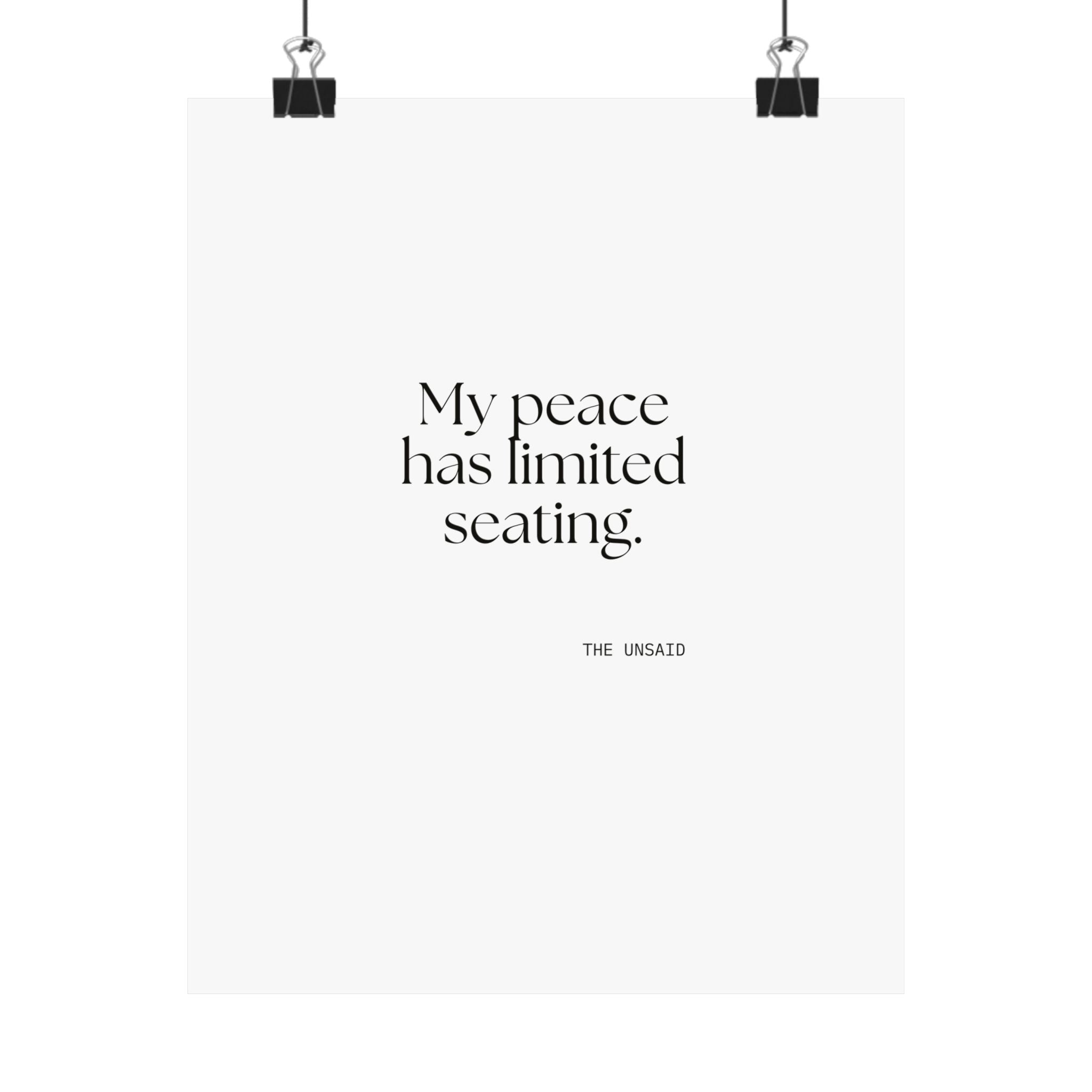 My peace has limited seating - Poster - For Introverts
