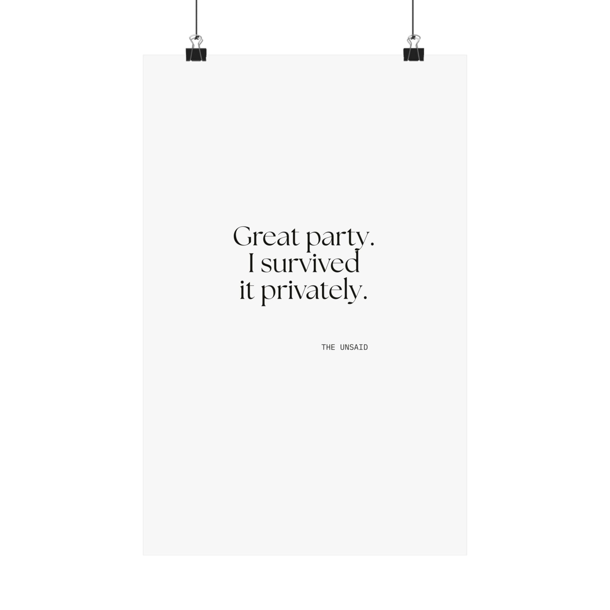 Great party. I survived it privately - Poster - For Introverts