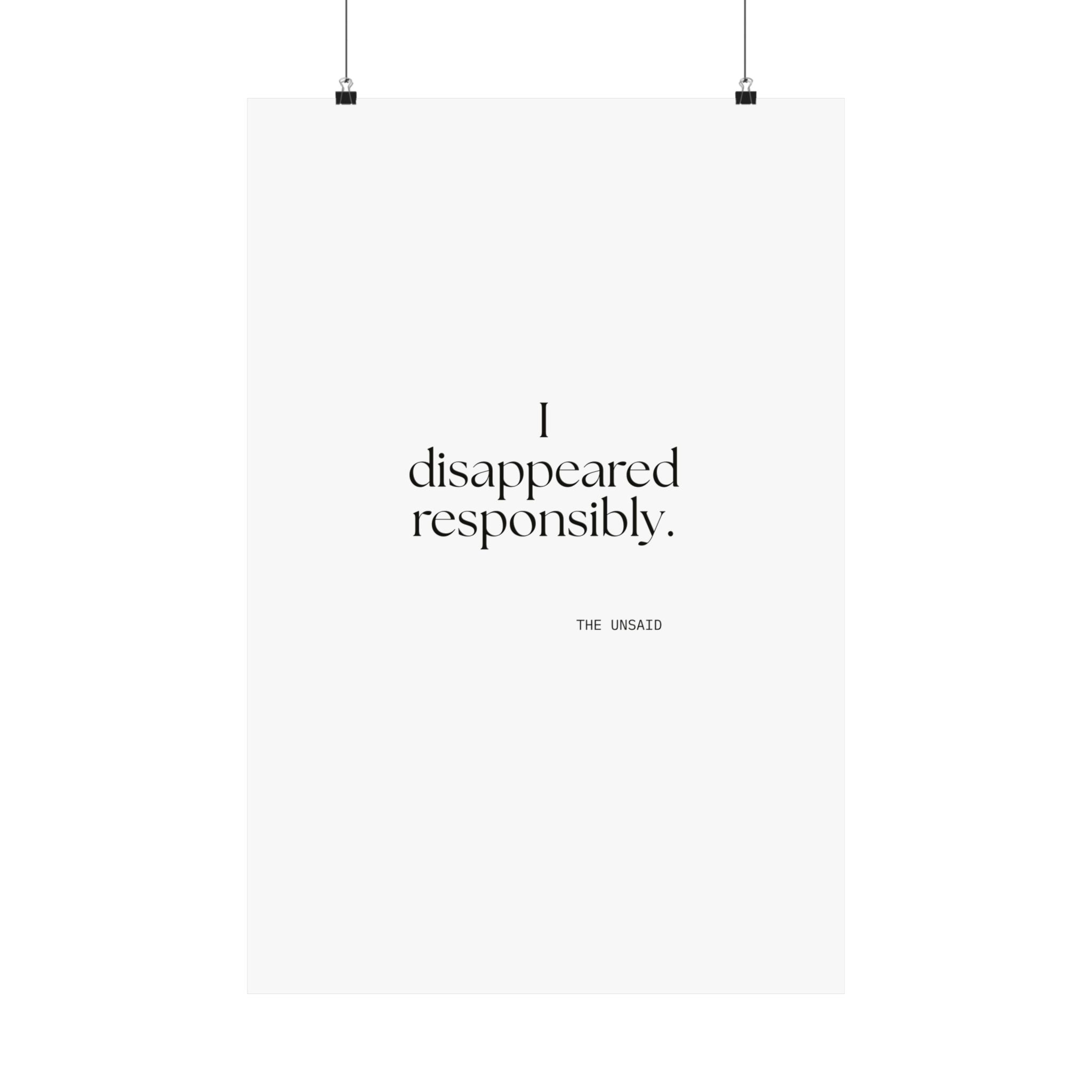 I disappeared responsibly - Poster - For Introverts