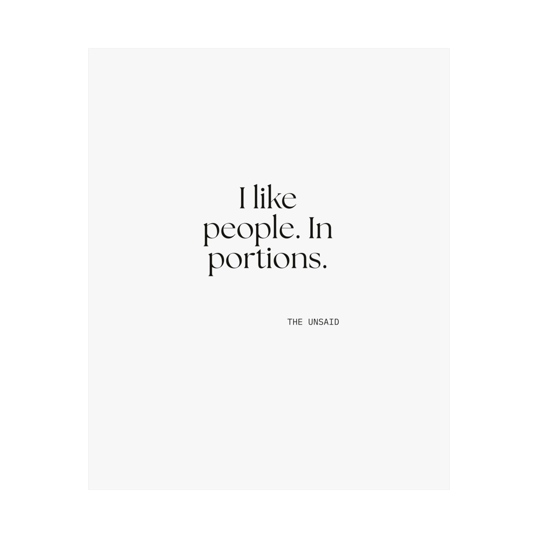 I like people. In portions - Poster - For Introverts