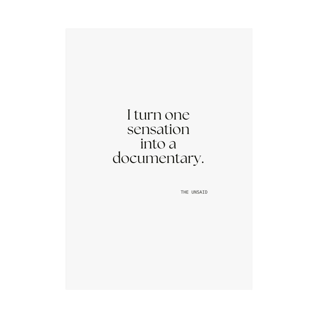 I turned one sensation into a documentary - Poster - For Overthinkers