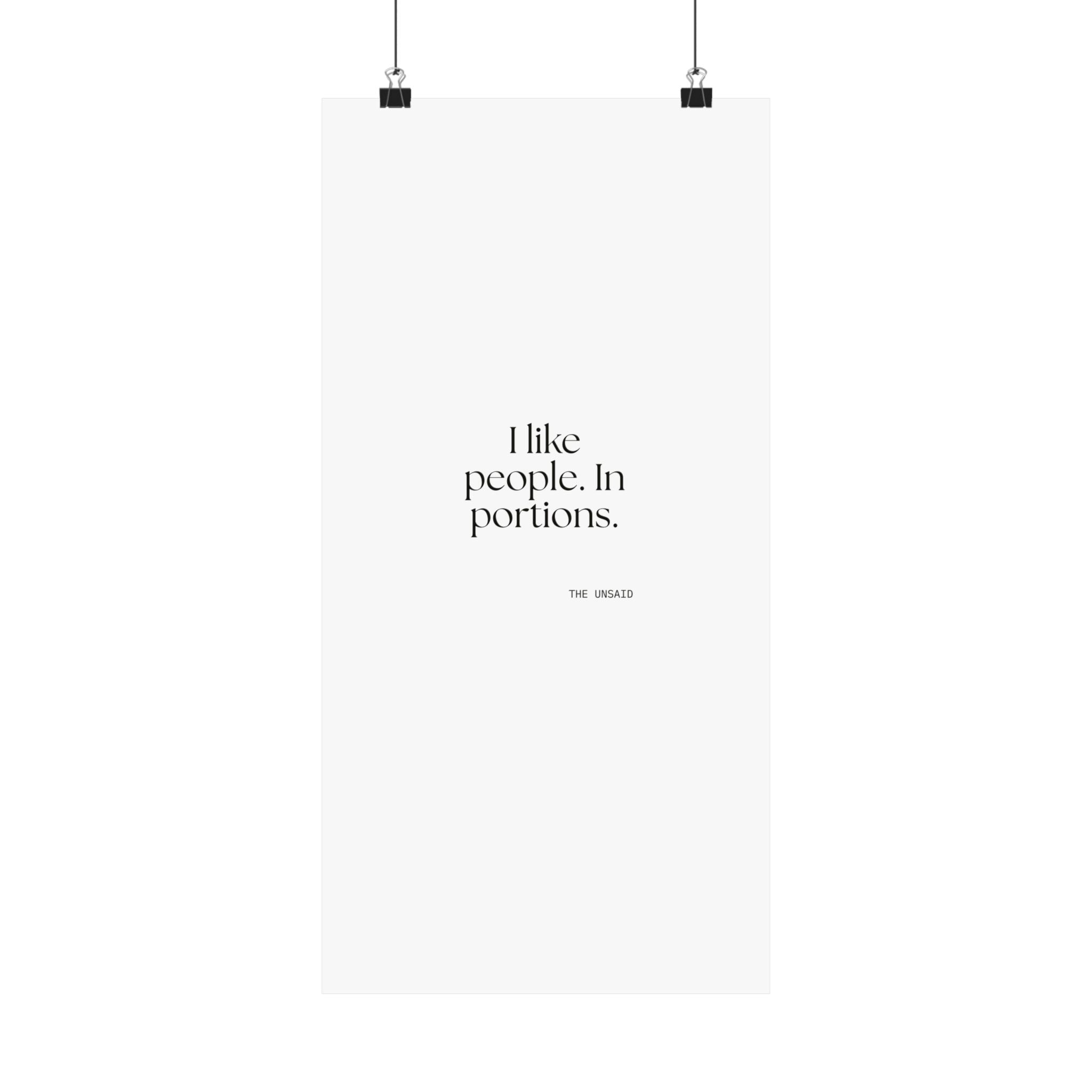 I like people. In portions - Poster - For Introverts