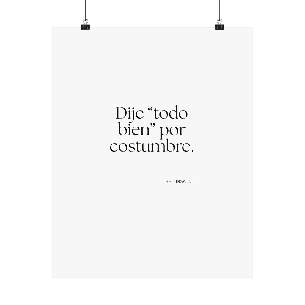 Dije “todo bien” por costumbre - Poster - En Español