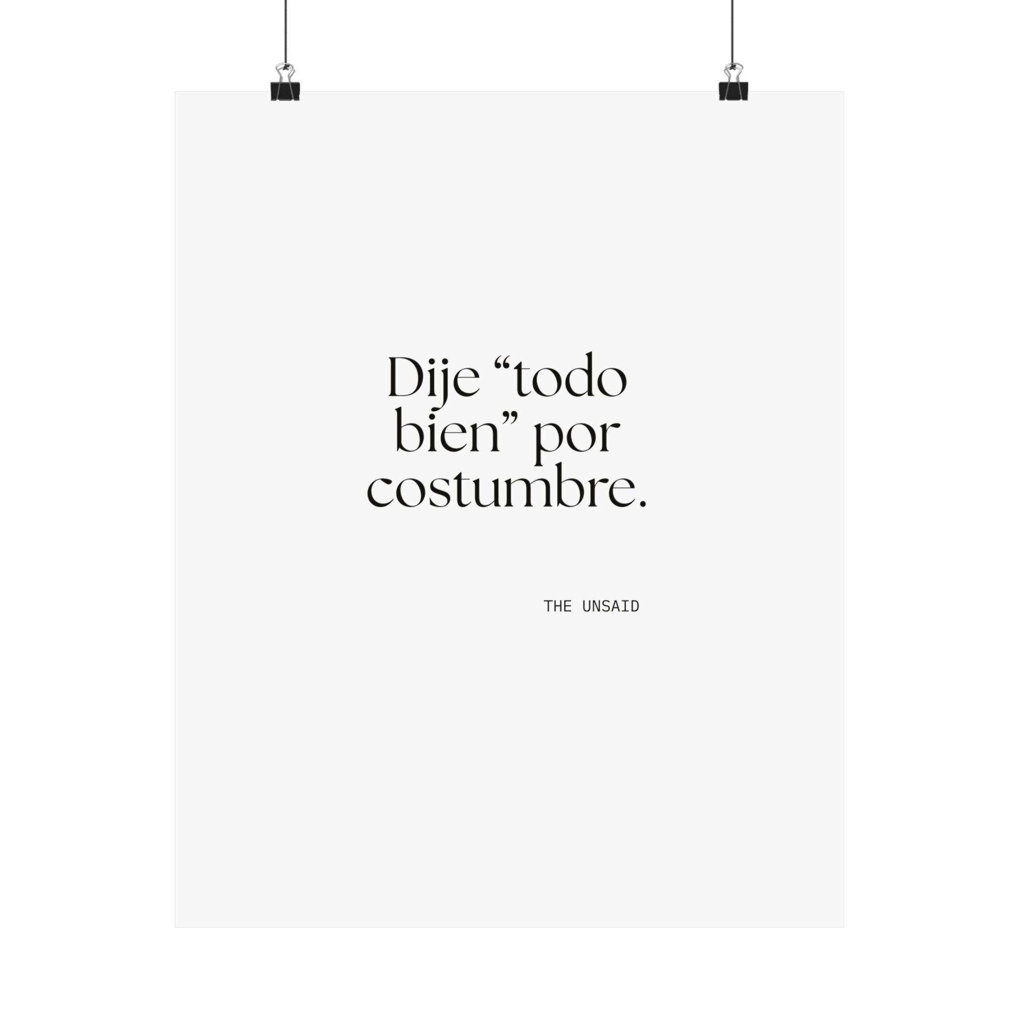 Dije “todo bien” por costumbre - Poster - En Español