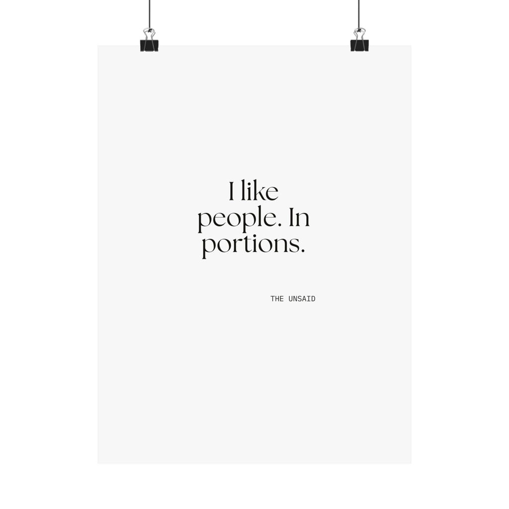 I like people. In portions - Poster - For Introverts