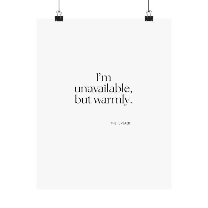 Poster — I’m unavailable, but warmly.