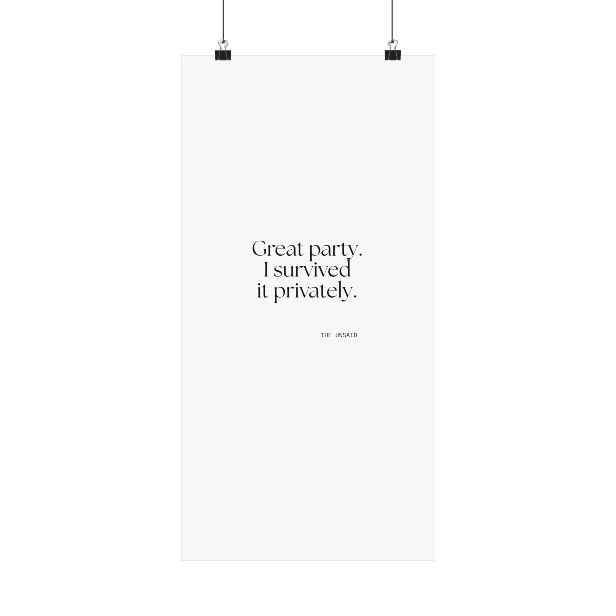 Great party. I survived it privately - Poster - For Introverts