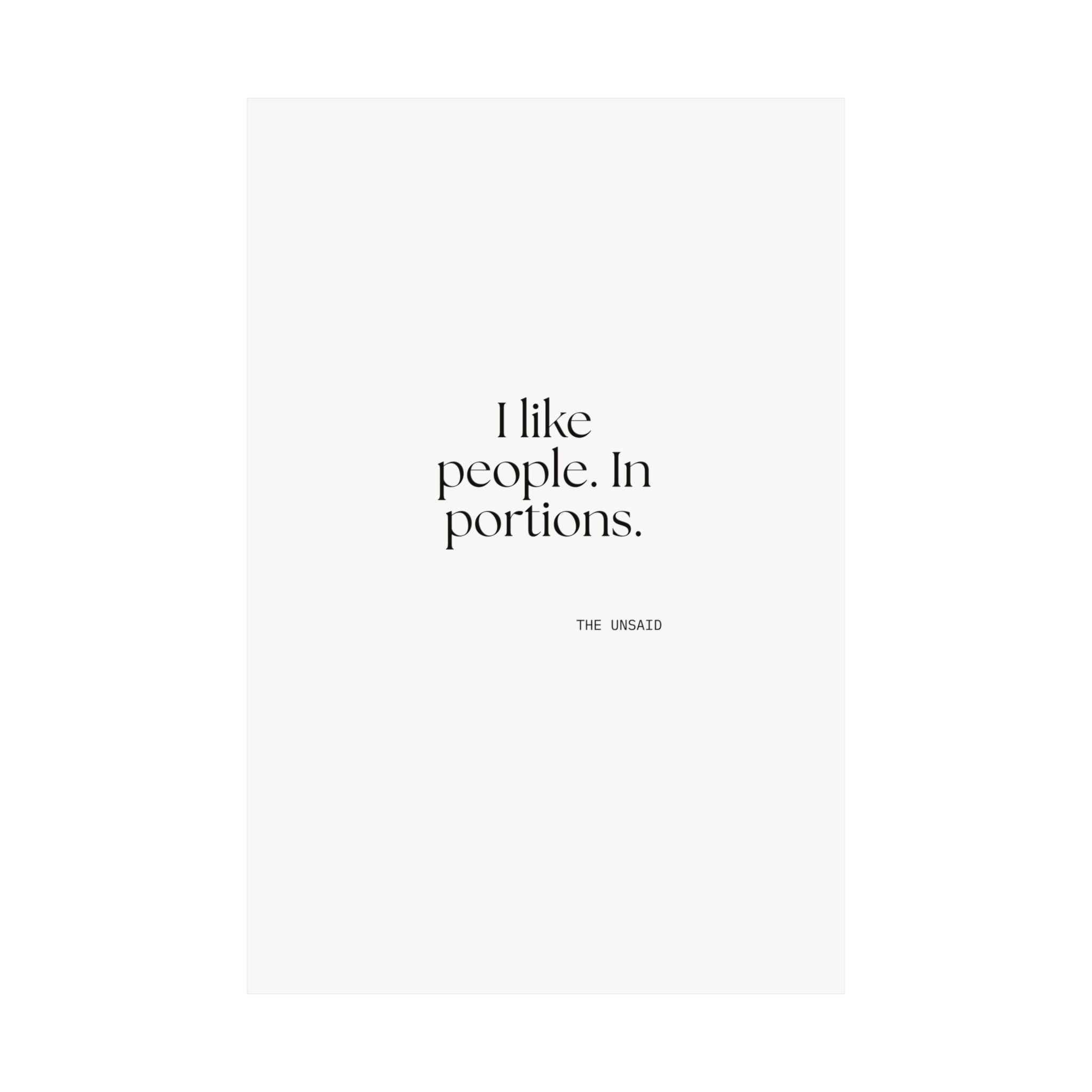 I like people. In portions - Poster - For Introverts
